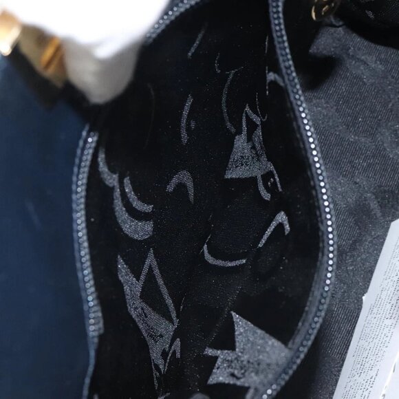 Salvatore Ferragamo Gancini Chain Shoulder Bag Leather Navy Gold Auth BD1060 - Picture 12 of 16